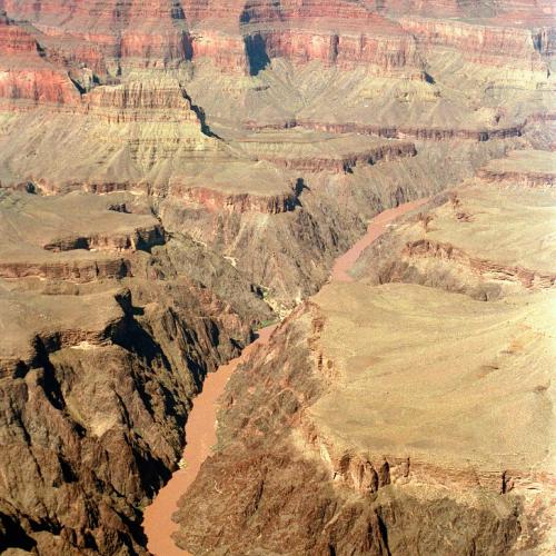 The Colorado River, still cutting the Inner Gorge within Grand Canyon National Park.